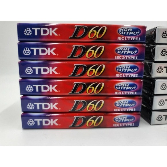 TDK D60 High Output Type 1 Slimline Eco & Regular Cassette Tapes Lot 12 New - Picture 3 of 9